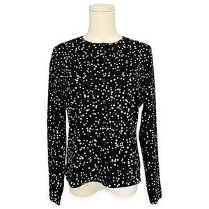 Talbots Vintage Merino Wool Sequin Cardigan Womens S Black Christmas Holiday NYE